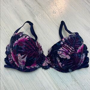 PINK Floral Print Lace Date Push Up Bra 34DD